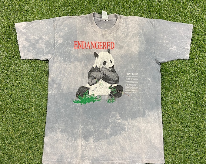 Vintage Endangered Giant Panda T Shirt Tee Galt Sand Made USA Size Xtra Large XL Animals Habitat Endangered Species Earth Day Jungle