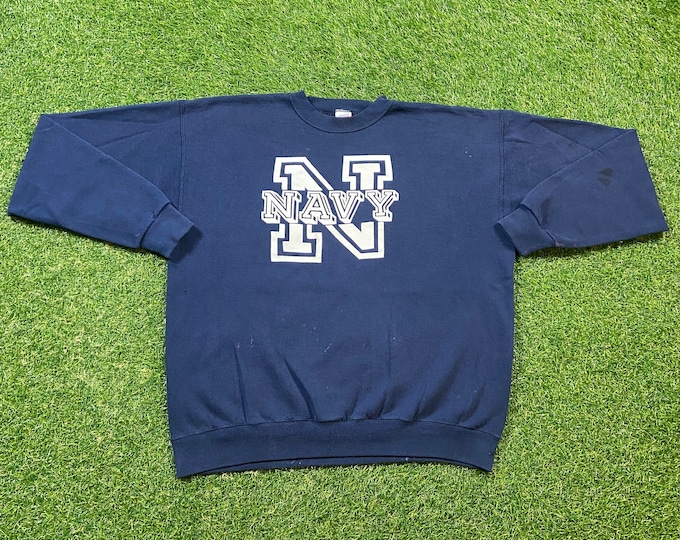 Vintage United States Navy Crewneck Sweatshirt Soffe Sweats Made USA Size Large L Marines Army United States Military Veteran Sea Pull Over