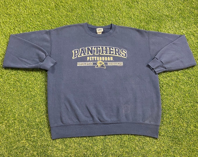 Vintage University of Pittsburgh Panthers Crewneck Sweatshirt Size Xtra Large XL NCAA College Basketball Pennsylvania Pull Over Oversized