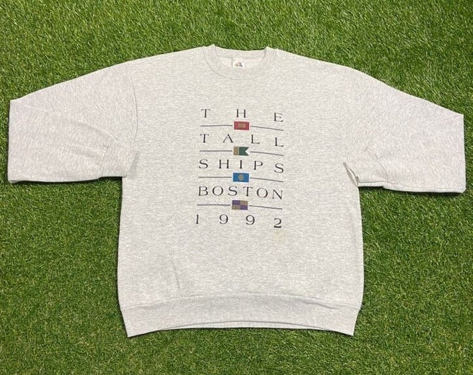 Vintage The Tall Ships Boston 1992 Crewneck Sweatshirt Made USA Size Large L Massachusetts New England Classic 1990s 90s Pull Over Oversized