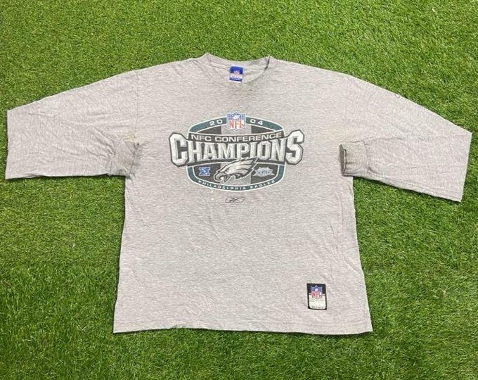 Vintage Philadelphia Eagles Long Sleeve Shirt Reebok Size Large L NFL Football NFC Pennsylvania Super Bowl XXXIX 2004 00s