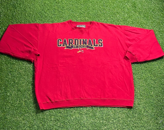Vintage St Louis Cardinals Crewneck Sweatshirt Size XXL 2XL MLB Baseball Missouri Cards Red Beautiful Pull Over Oversized 1990s 90s