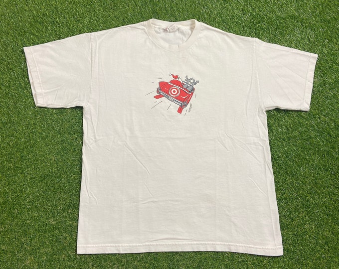 Vintage Target T Shirt Tee Made USA Size Xtra Large XL Christmas Santa Claus Xmas Big KMART Department Store Wal Mart 1990s 90s