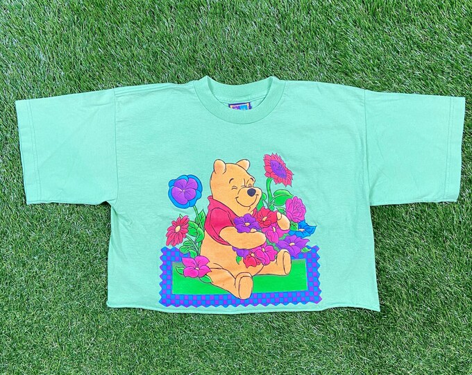 Vintage Winnie the Pooh Bear Crop Top Size Xtra Small XS Walt Disney World 80s 90s Wdw Disneyland Disneyana Piglet 100 Acre Woods