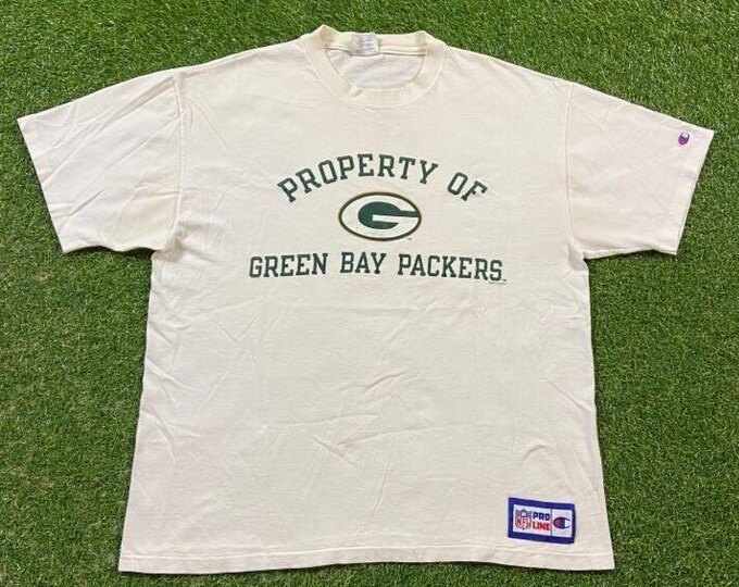 Vintage Green Bay Packers T Shirt Tee Champion Made USA Size Xtra Large XL NFL Football Wisconsin Bret Favre Cheese Head Rodgers 1990s 90s