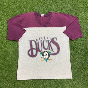Vintage Anaheim Ducks T Shirt Tee League Leader Made USA Size Large L NHL Hockey California Mighty Ducks Classic 1990s 90s Disney