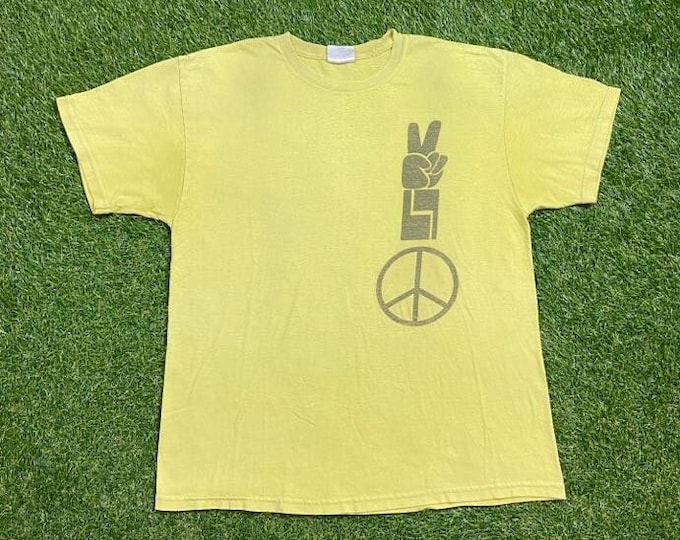 Vintage Peace T Shirt Tee Size Large L Love Disco Biscuits Classic 1990s 90s