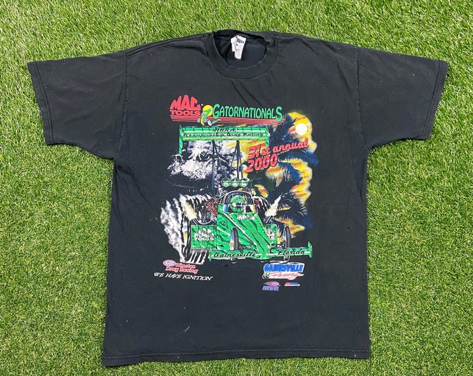 Vintage Mag Tools Gatornationals T Shirt Tee Size Large L NHRA Winston Drag Racing NASCAR 1990s 90s Classic Viper Snake Race Graphic