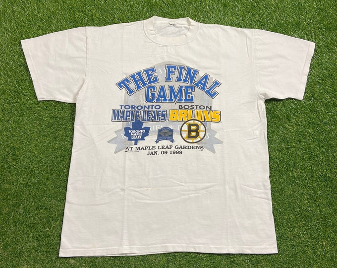 Vintage Toronto Maple Leafs vs Boston Bruins T Shirt Tee Size Xtra Large XL Classic NHL Hockey Massachusetts Canada 1990s 90s
