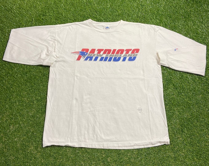 Vintage New England Patriots Long Sleeve Shirt Adidas Made USA Size Large L NFL Football Boston Massachusetts Tom Brady 1990s 90s