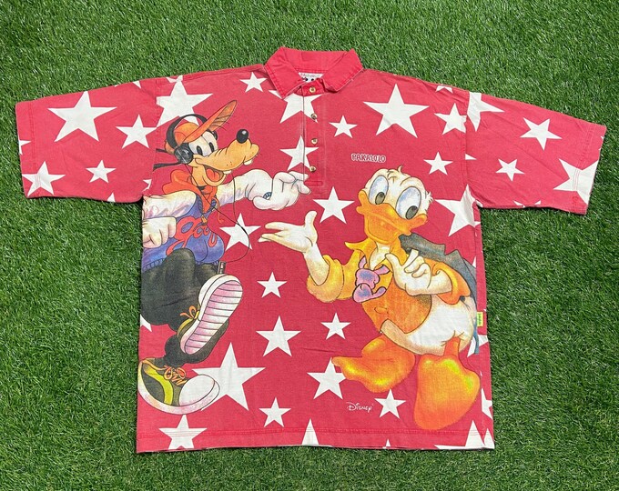 Vintage Goofy & Donald Duck Polo Shirt Pakalolo Size Medium M Walt Disney World Magic Kingdom WDW Disneyland Mickey Mouse 1980s Brazil