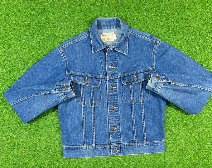 Vintage Lee Jean Jacket Size Small Made in USA 1970s 70s American USA Classic Blue Jean Jacket S Button Down Sanfordized