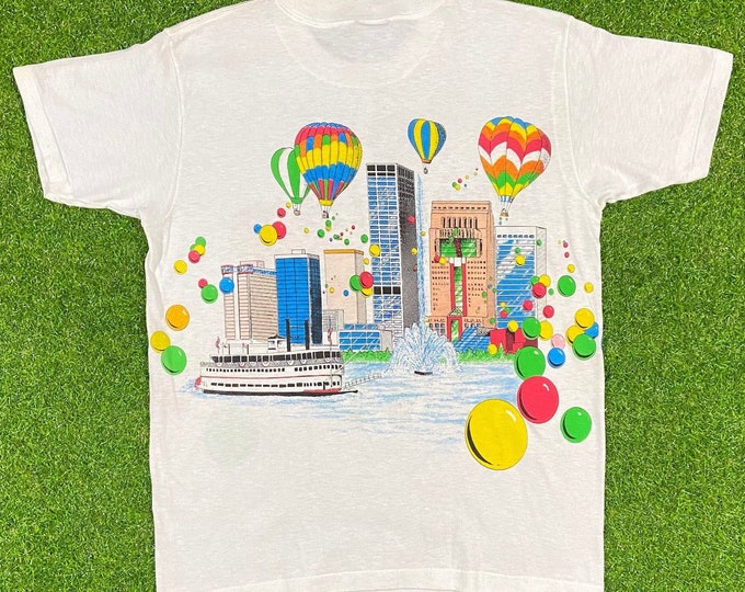 Vintage Louisville Kentucky Ky All Over Print Great Place To Race 1990 Graphic T Shirt Tee Oneita Medium Jogging Central Ave Running aop