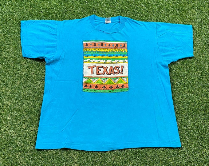 Vintage Texas T Shirt Tee Fruit of the Loom Made USA Size Xtra Large XL Houston Dallas Austin San Antonio 1990s 90s