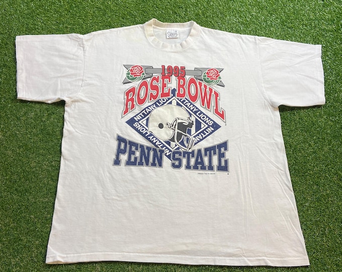 Vintage University of Penn State Nittany Lions T Shirt Tee Size XXL 2XL NCAA College Football Pennsylvania Rose Bowl 1995 Classic 1990s 90s