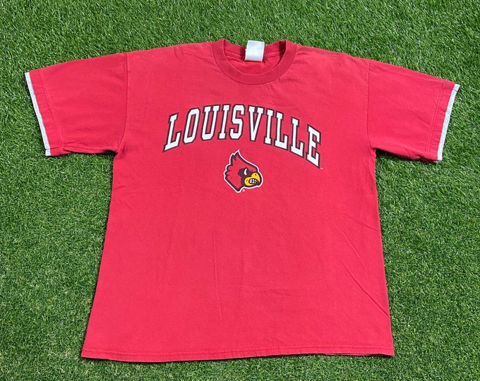 Vintage University of Louisville Cardinals T Shirt Tee Size Xtra Large XL Kentucky NCAA College Basketball 1990s 90s