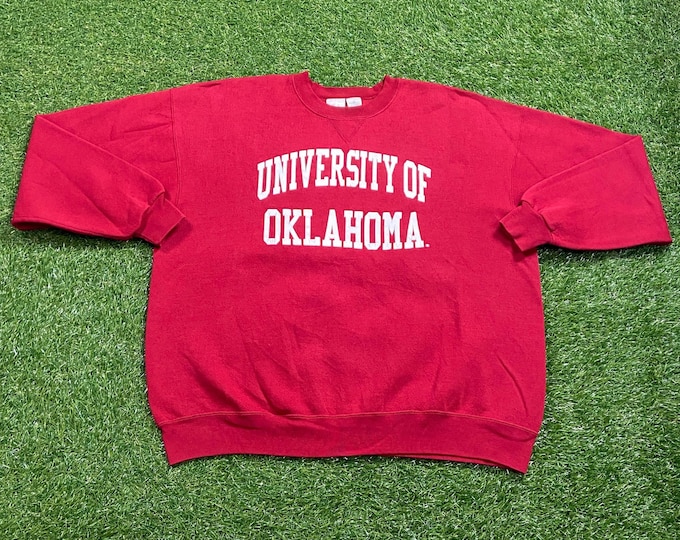 Vintage University of Oklahoma Sooners Crewneck Sweatshirt Made Usa Size Xtra Large XL OU NCAA College Football Pull Over Oversized 1990s