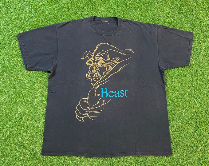 Vintage Beauty and the Beast T Shirt Tee Size XXL 2XL 1991 Animated Film Walt Disney World Magic Kingdom All Over 1990s 90s