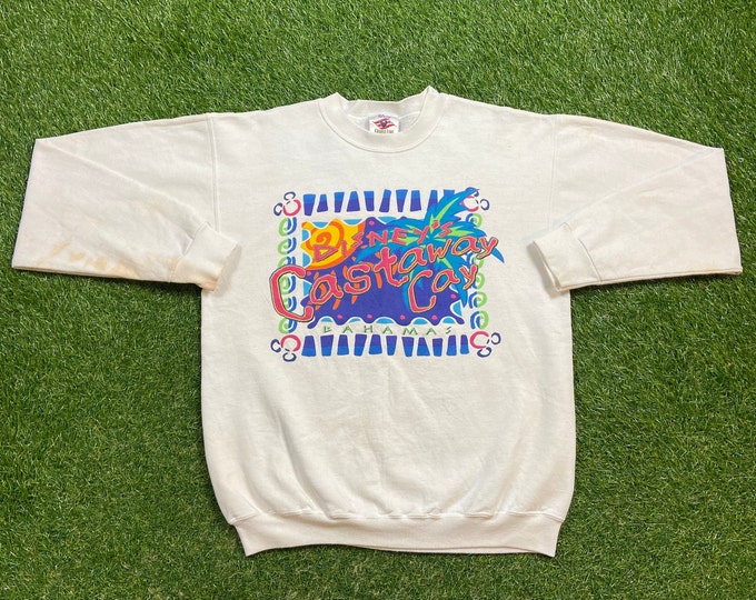 Vintage Disney's Castaway Cay Bahamas Crewneck Sweatshirt Size Medium Disney Cruise Line Walt Disney World Magic Kingdom Mickey Mouse 1990s