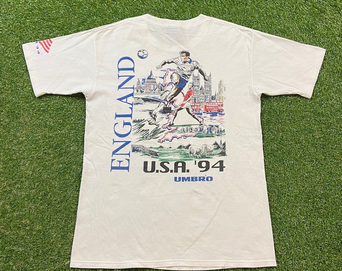 Vintage Umbro T Shirt Tee Made USA Size Large L English Sportswear Football Equipment Supplier England 94 MLS FIFA Mesi Ronaldo 1990s 90s