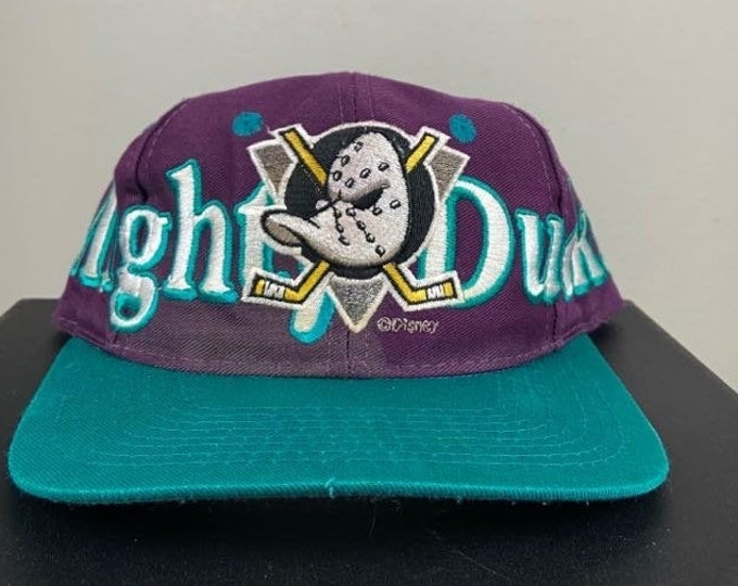 Vintage Anaheim Ducks Snapback Hat Logo 7 NHL Hockey California Mighty Ducks Classic 1990s 90s Disney