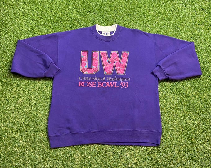 Vintage University of Washington Huskies Rose Bowl 93 Crewneck Sweatshirt Size Large L NCAA College Football 1990s 90s Pull Over Oversized
