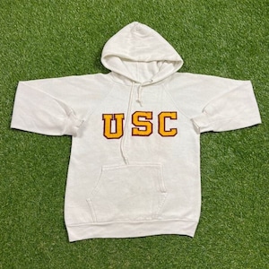 Vintage USC University of Southern California Hoodie Sweatshirt Size Medium M NCAA College Football Los Angeles Cali 1980s 80s Pull Over