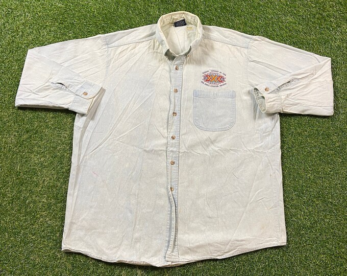 Vintage Super Bowl XXX 1996 Button Down Shirt Made Usa Size Xtra Large XL Dallas Cowboys vs Pittsburgh Steelers NFL Football 1990s 90s