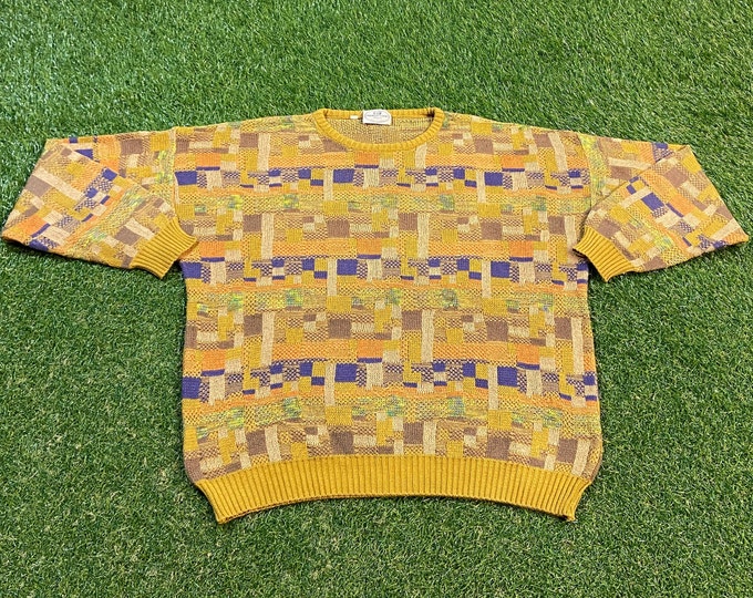 Vintage Pronto Uomo Crewneck Sweater Made in Italy Size Large L Quality Warm Winter Fashion Pull Over 1980s 80s