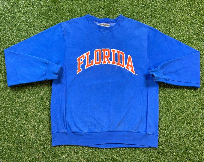 Vintage Gators University of Florida Crewneck Sweatshirt Size Large L Swamp UF Orange Blue Alligator Gainesville Pull Over 1990s 90s