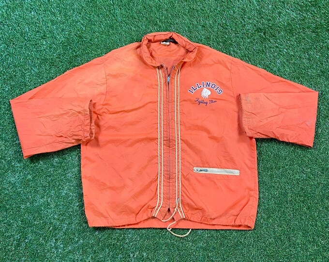Vintage University of Illinois Windbreaker Jacket Champion Size Medium M NCAA College Basketball Fighting Illini Classic Chief 1990s 90s