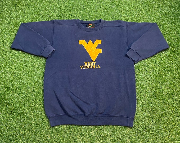 Vintage West Virginia University Crewneck Sweatshirt Made Usa Size Xtra Large XL Mountaineers WVU NCAA College Football Pull Over 1990s 90s