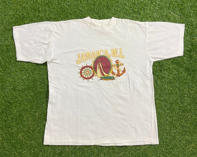 Vintage Jamaica T Shirt Tee Size Xtra Large XL Beautiful Island Caribbean West Indes Bob Marley Tourist Travel 1980s 80s