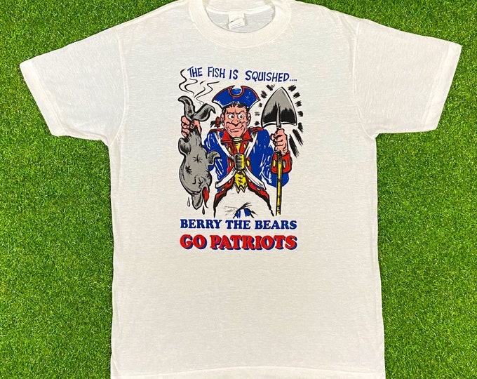 Vintage New England Patriots T-Shirt 80s T shirt 1980's NFL Boston MA Tee Anvil Large Made USA Super Bowl Rivalry Dolphins Bears