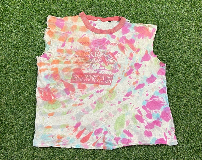 Vintage Haverford Harvard! T Shirt Tee Size Small S Anniversary of First Collegiate Soccer Match 1980s 80s