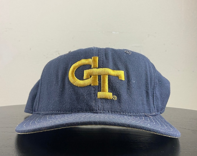 Vintage Georgia Tech University Fitted Cap New Era Made USA Size 7 1/4 Atlanta Yellow Jackets NCAA College Basketball 1990s 90s