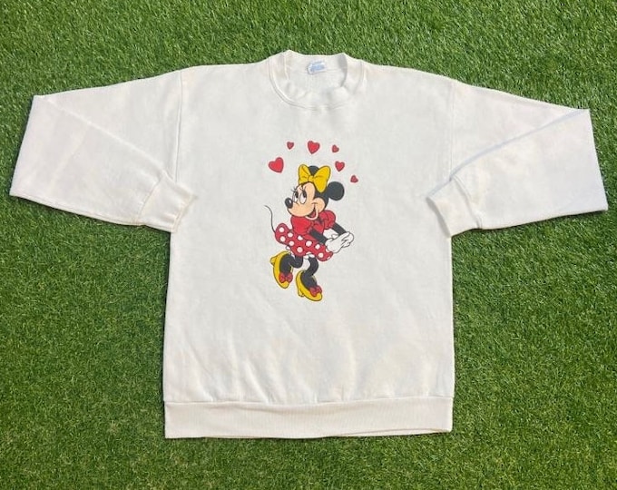 Vintage Minnie Mouse Crewneck Sweatshirt Made USA Size Large L Walt Disney World Magic Kingdom Mickey Mouse Classic 90s Pull Over Oversized