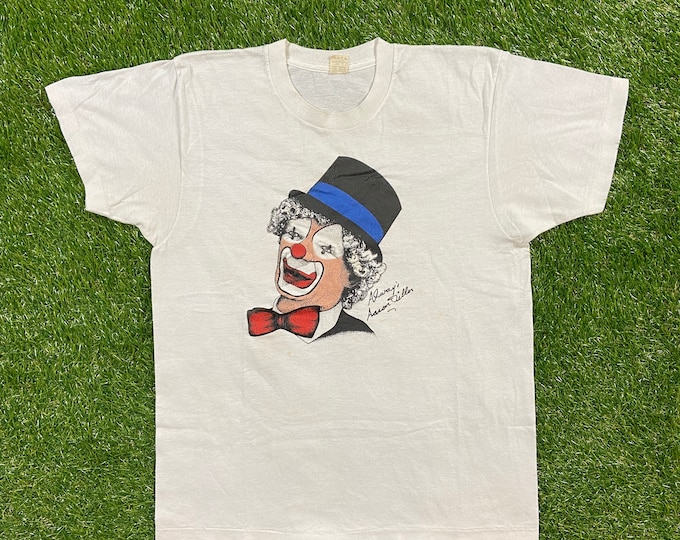 Vintage Clown Always Smiling Aaron Dillon T Shirt Tee Screen Stars Made USA Size Large 1980s 80s