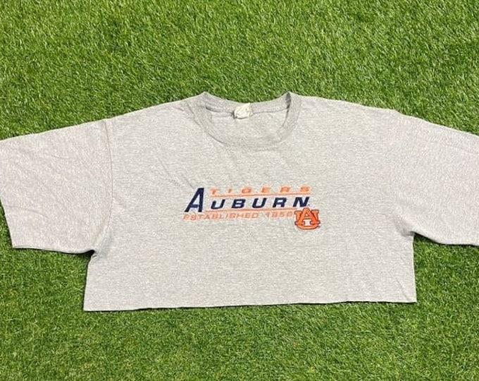 Vintage Auburn University Tigers Crop Top Shirt Size Xtra Large XL NCAA College Football Alabama Sec War Eagle 1990s 90s
