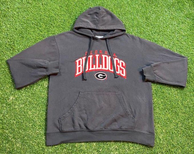 Vintage University of Georgia Bulldogs Hoodie Sweatshirt Majestic Size Large L NCAA College Football Athens Atlanta Pull Over Oversized 90s
