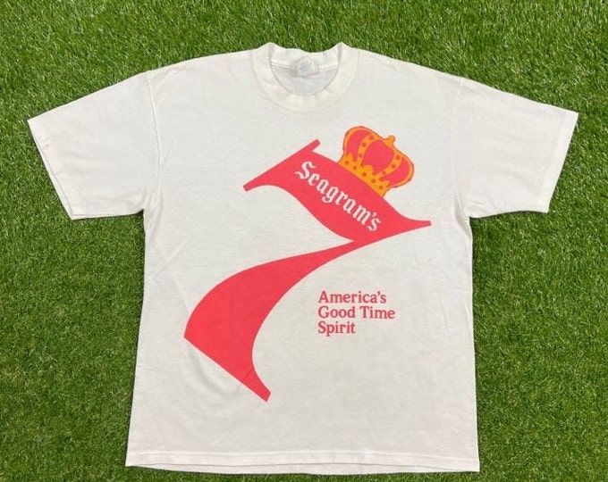 Vintage Seagrams America's Good Time Spirits T Shirt Tee Made USA Xtra Large XL Drink Alcohol Party Night Life Classic Liquor Whiskey 1980s