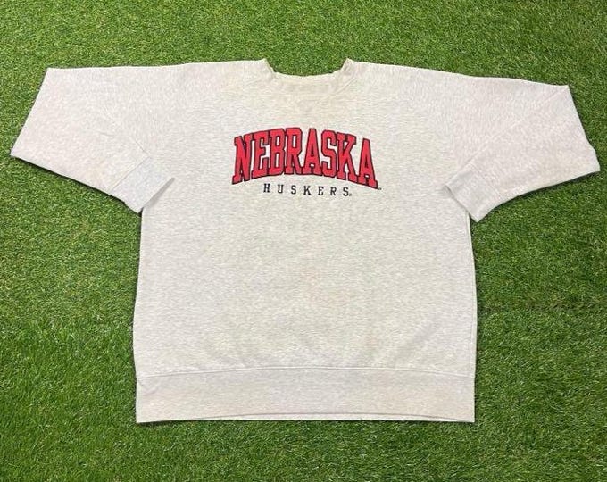 Vintage University of Nebraska Cornhuskers Crewneck Sweatshirt Champion Size XL NCAA College Football 1990s 90s Pull Over Oversized