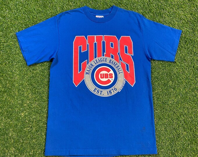 Vintage Chicago Cubs T Shirt Tee Trench Made USA Size Large L MLB Baseball Wrigley Field Illinois 1990s 90s