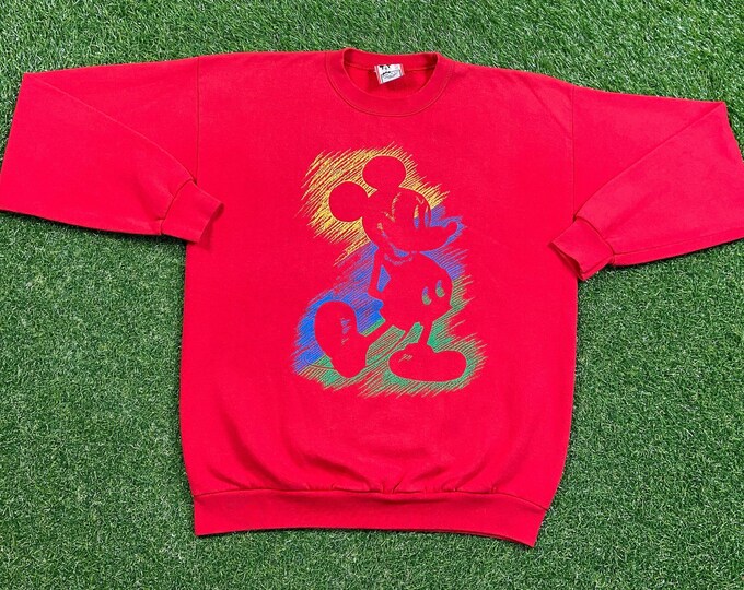 Vintage Mickey Mouse Crewneck Sweatshirt Made USA Size Xtra Large XL Walt Disney World WDW Disneyland Magic Kingdom Pull Over Oversized