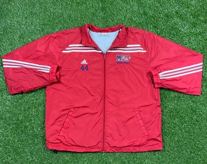 Vintage Mississippi State University Windbreaker Jacket Adidas Size Large L NCAA College Basketball Light Rain Coat