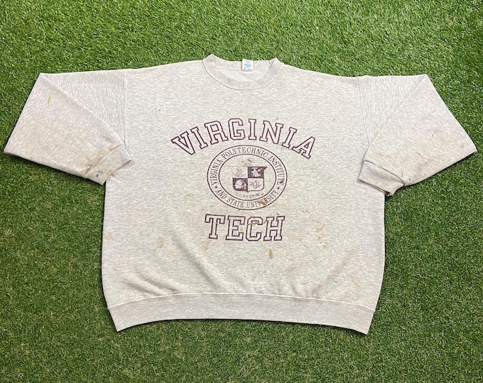 Vintage Virginia Tech University Crewneck Sweatshirt Made USA Size Xtra Large XL NCAA College Football 1990s 90s Pull Over Oversized