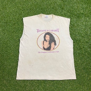 Vintage Tiffany&#39;s Cabaret T Shirt Tee Made USA Size Xtra Large XL World Class Men&#39;s Club Gentlemen Club Food & Bar 1990s 90s