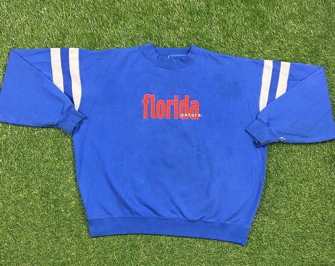 Vintage Gators University of Florida Crewneck Sweatshirt Size XXL 2XL Swamp UF Orange Blue Alligator Gainesville Pull Over 1990s 90s