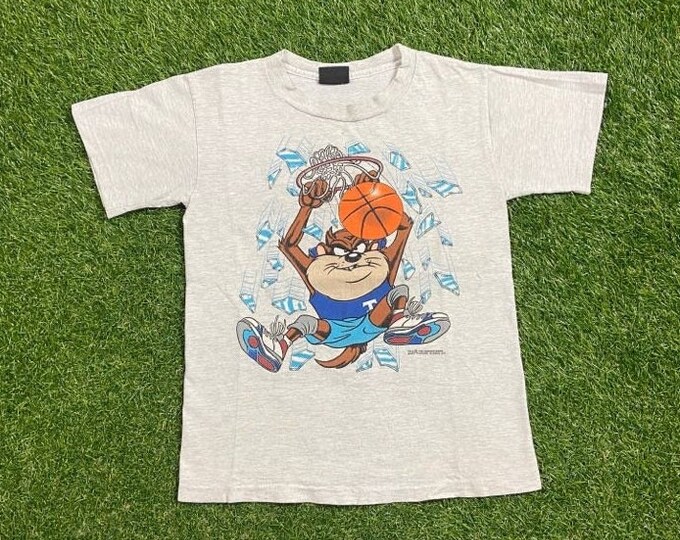 Vintage Looney Tunes Taz T Shirt Tee Made USA Size Youth Large Cartoon Tazmanian Devil Warner Bros Bugs Bunny Space Jam 1990s 90s