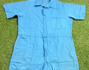 Vintage Blue Jumpsuit Sears Putter Suit Made USA Size Medium M American Apparel Hunting Hiking Work Gear Farm Rugged Onesie 1990s 90s